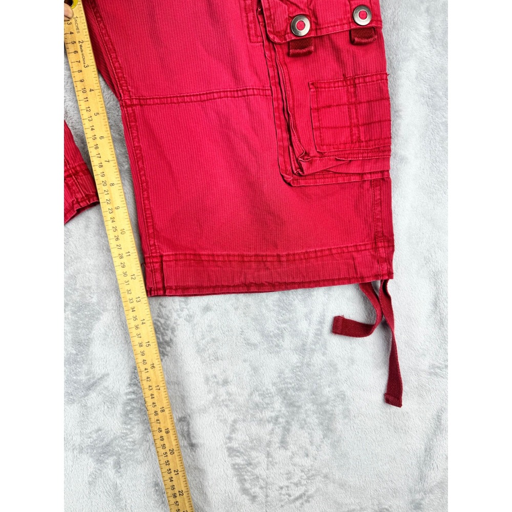 Pepe Jeans Mens Red Paratrooper Cargo Shorts Size 34 Utility Streetwear  y2k‎ - Picture 6 of 11